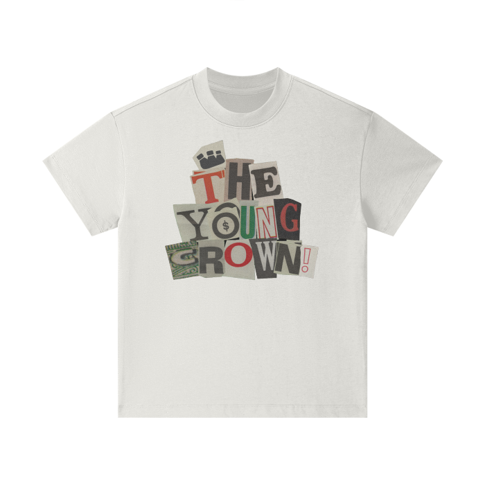 The Young Crown Mixed Up Heavyweight Cotton T-Shirt (Youth) - Gray Camel